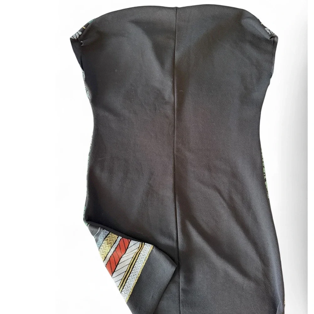 Zara Geometric V-Neck Mini Dress or Tunic‎ with Gold Thread Accents Size Small